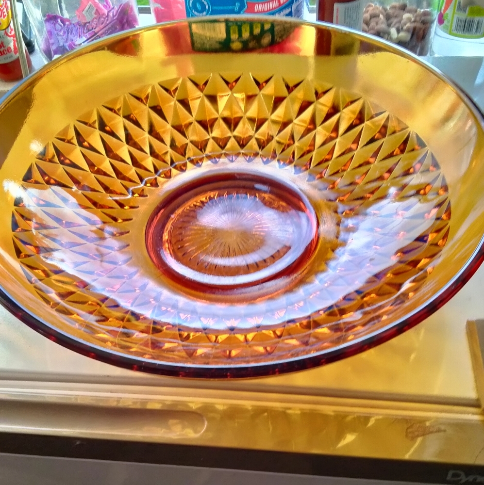 Vintage amber Glass serving bowl